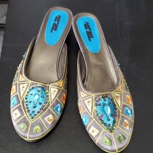 Sequined Beaded Kitten Heels